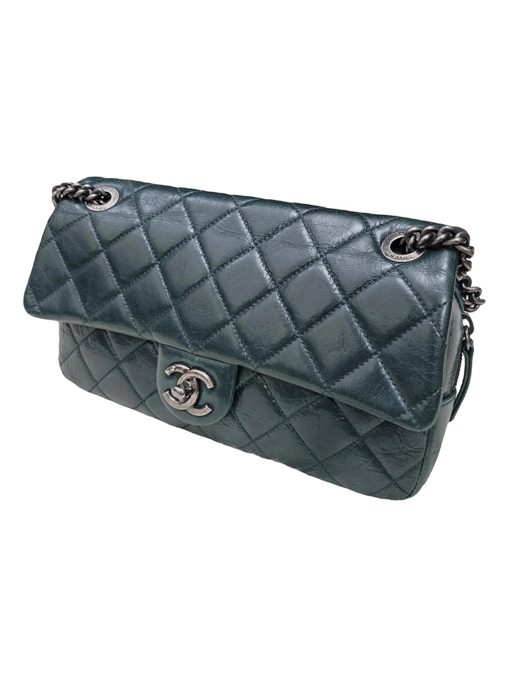 Chanel vintage Quilted Leather Classic Flap Bag - Dark Green